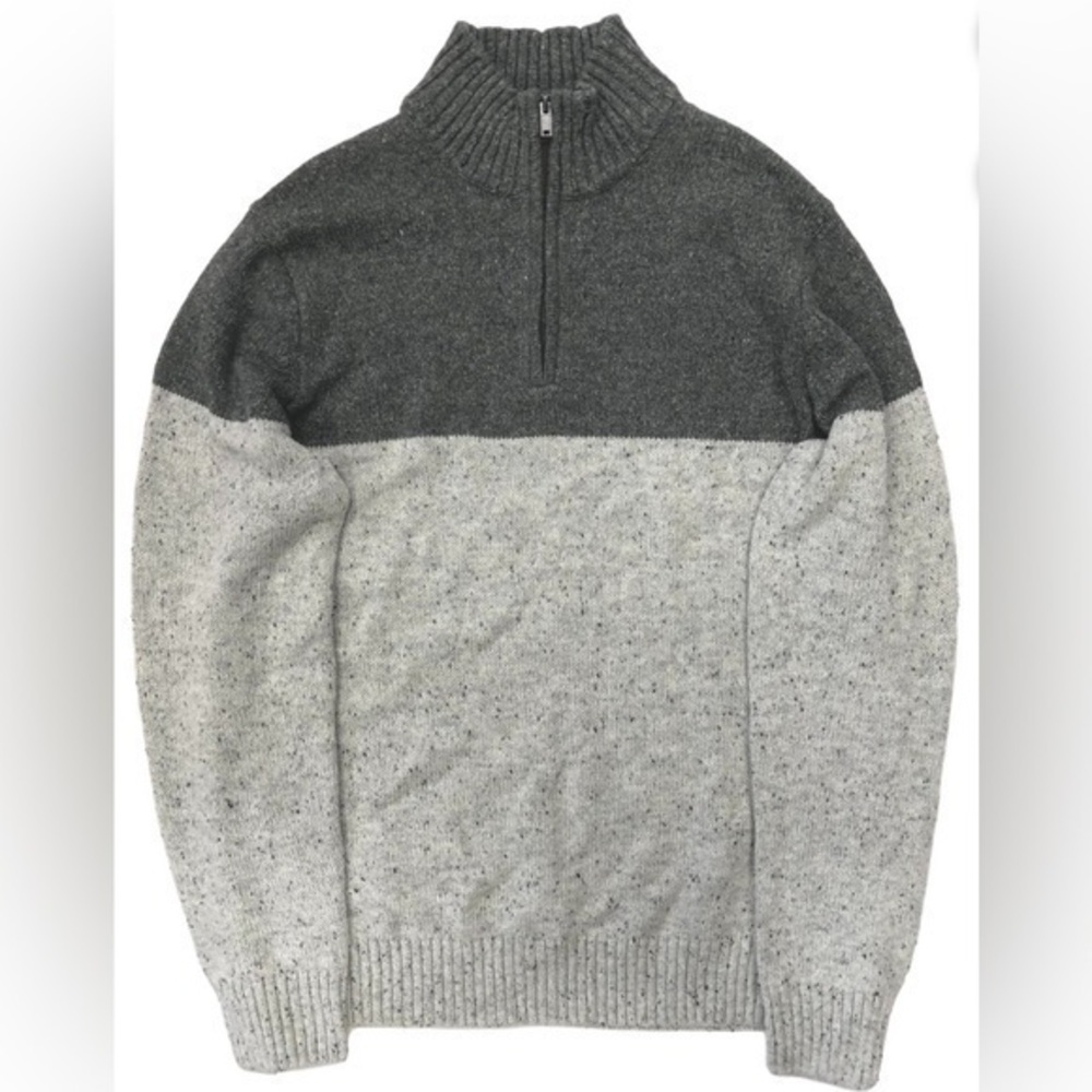 Sonoma Colorblock Quarter Zip Pullover Sweater | Gray Speckle | Size M